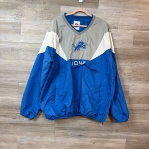 NFL Detroit Lions V-Neck Pullover Windbreaker Jacket Blue 3XL Big & Tall